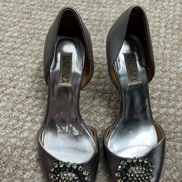 Badgley Mischka Petrina silver Satin Heels size 8.5 - Picture 10 of 14